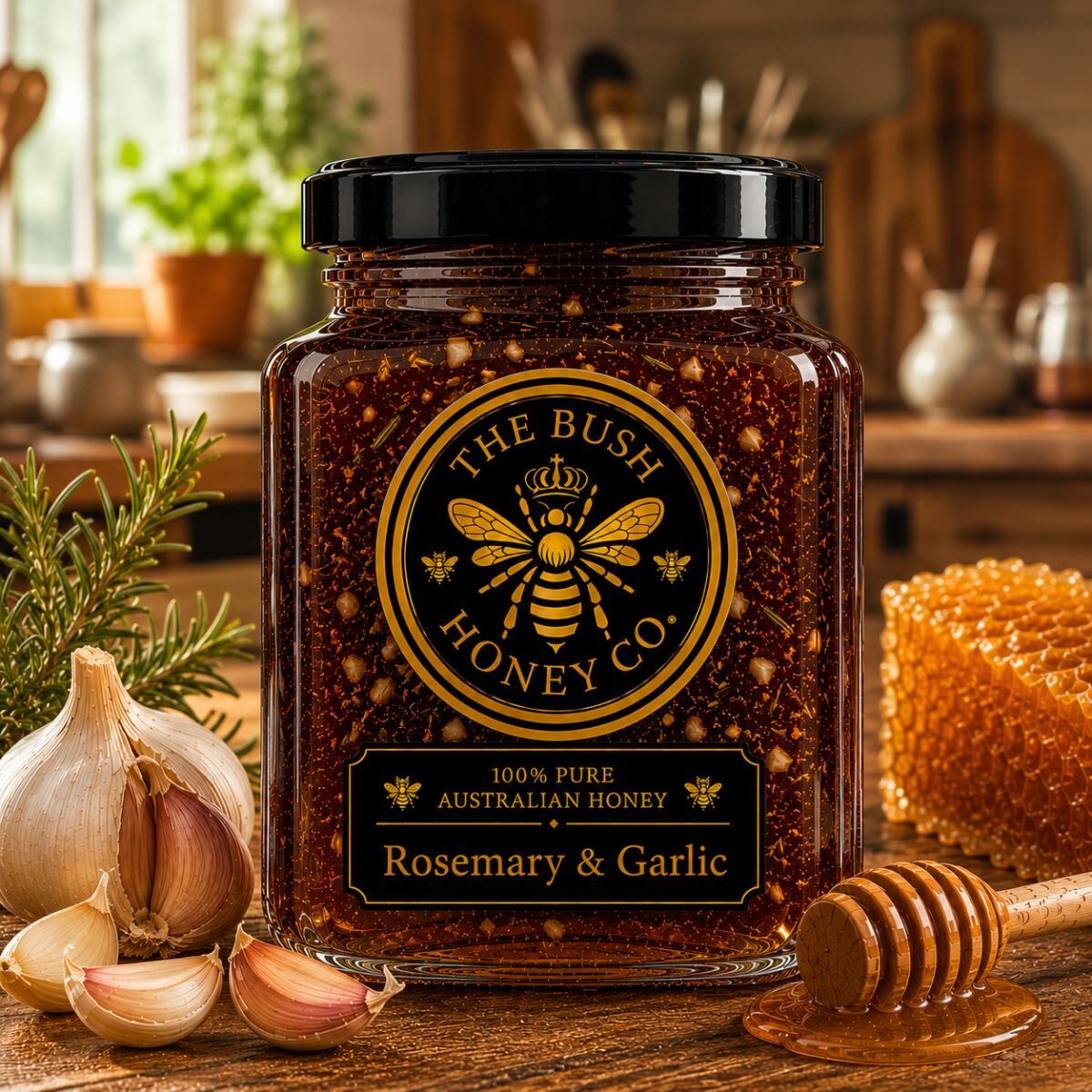 Rosemary andamp Garlic Honey 275g Jar Rosemary andamp Garlic Honey 275g Jar